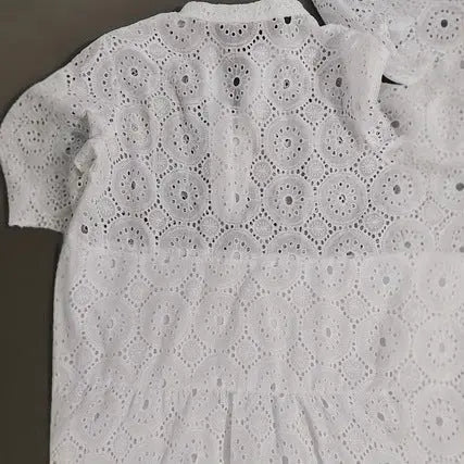 Womens Loose V-Neck Hollow-Out Lace Floral Dress Braceora