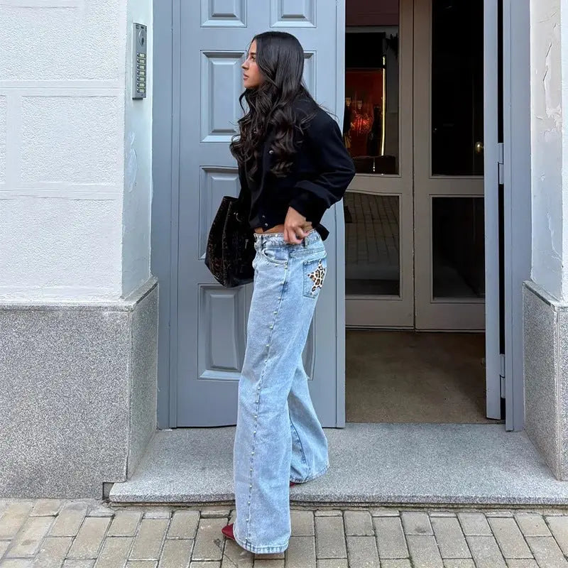 Jean femme avec motifs étoiles tendance