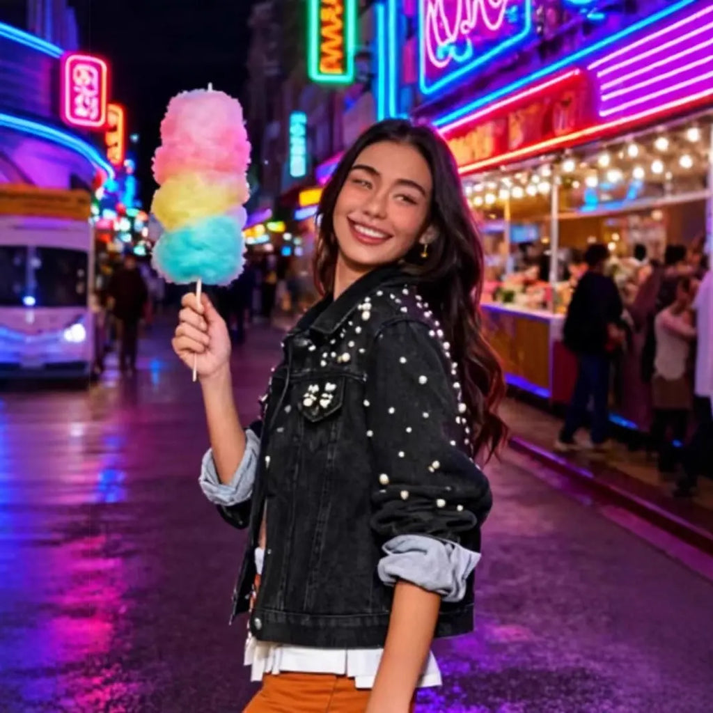 Women's Black Stylish Slim-fit Jacket Top Braceora