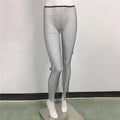 Sexy Fishnet Slit Pants Rhinestone Mesh Stretch Leggings Braceora