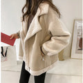 Suede Jacket Women Short Lamb Velvet Motorcycle Jacket Braceora
