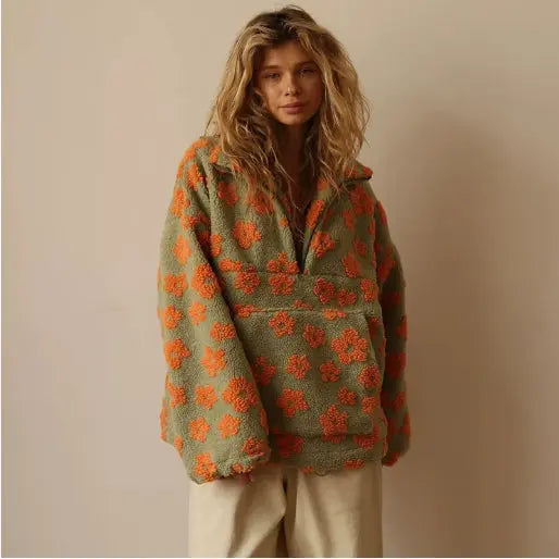 Pull Street Casual Loose Zip Braceora