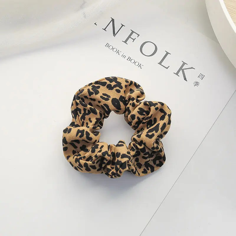 Autumn Winter Retro Leopard Print Polka Dot Large Intestine Hair Ring Braceora