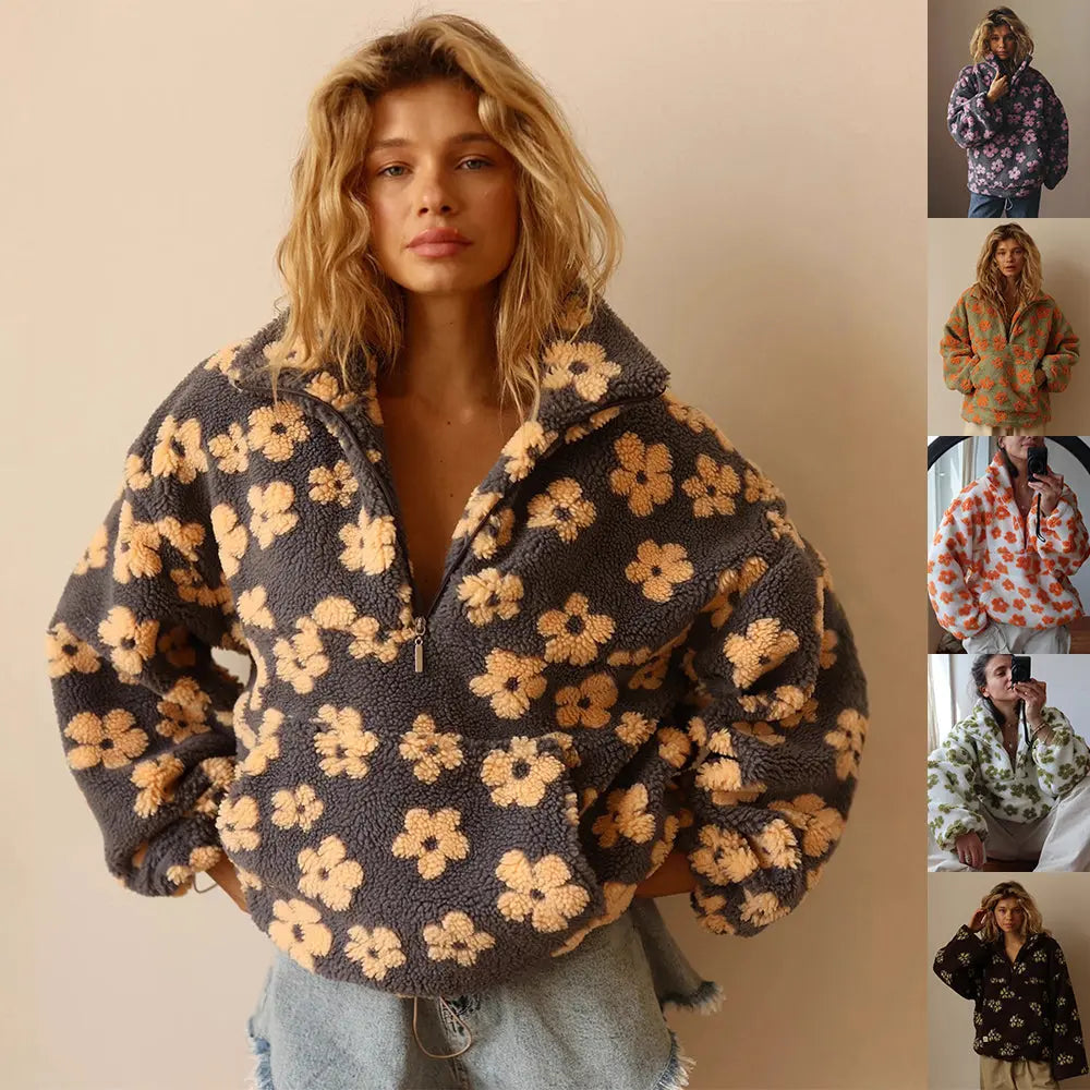 Pull street casual ample avec zip femme Braceora