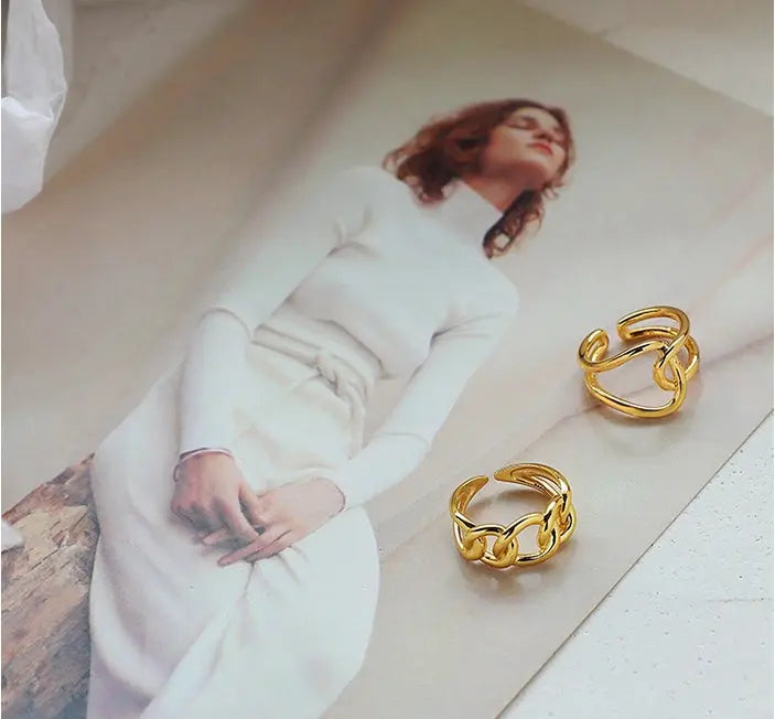 Golden adjustable joint ring Braceora