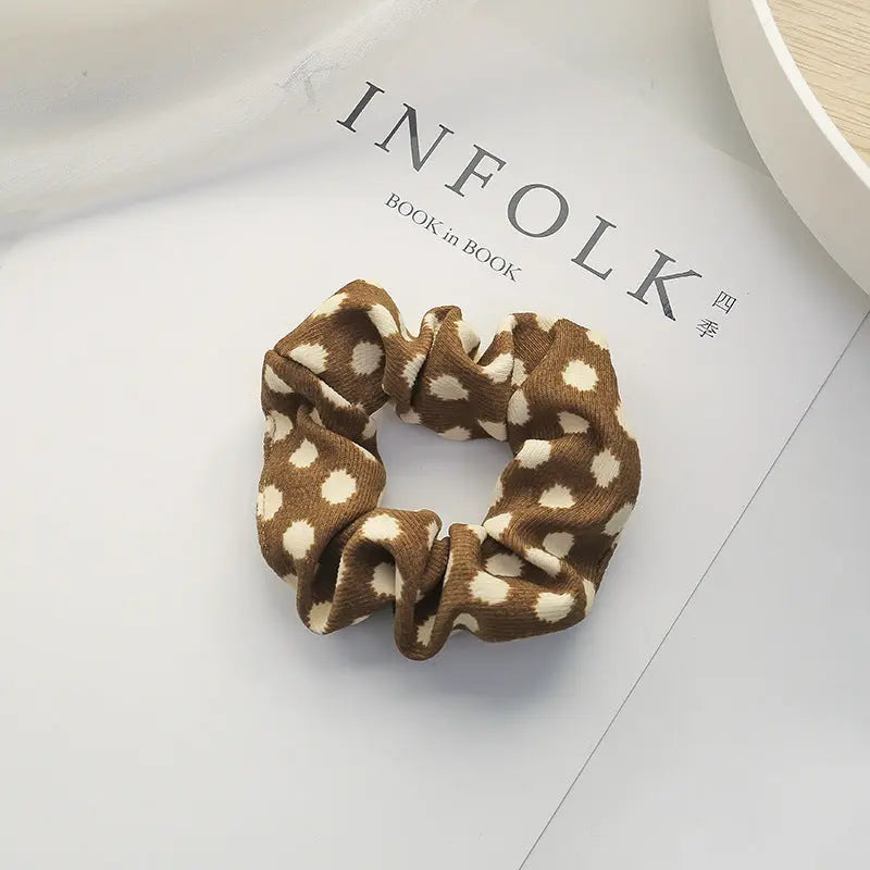 Autumn Winter Retro Leopard Print Polka Dot Large Intestine Hair Ring Braceora