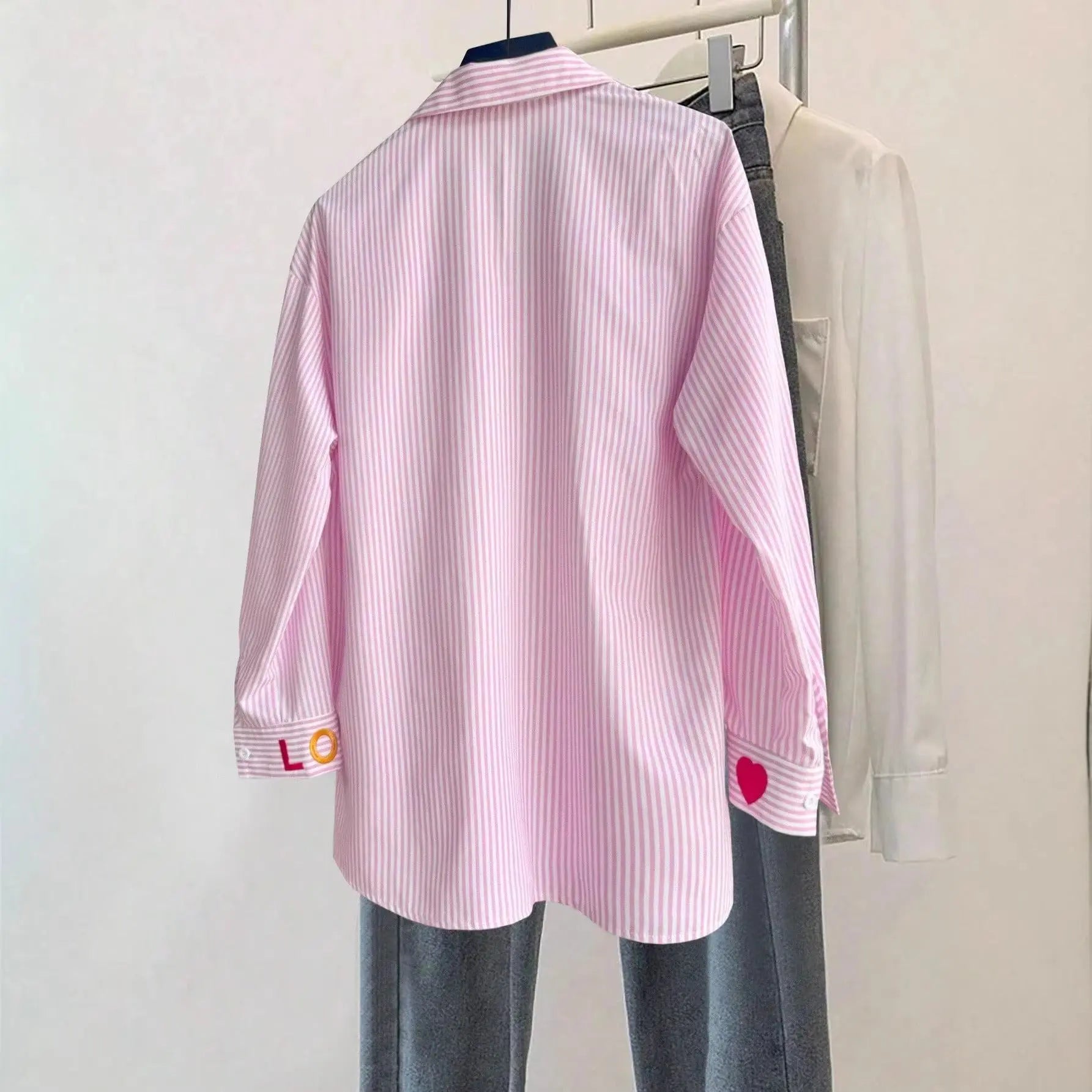 Womens Fashion Casual Embroidered Long-Sleeve Shirt Braceora