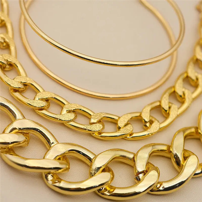 3 Double-layer Bracelets Thick Chain Bracelet Set Braceora