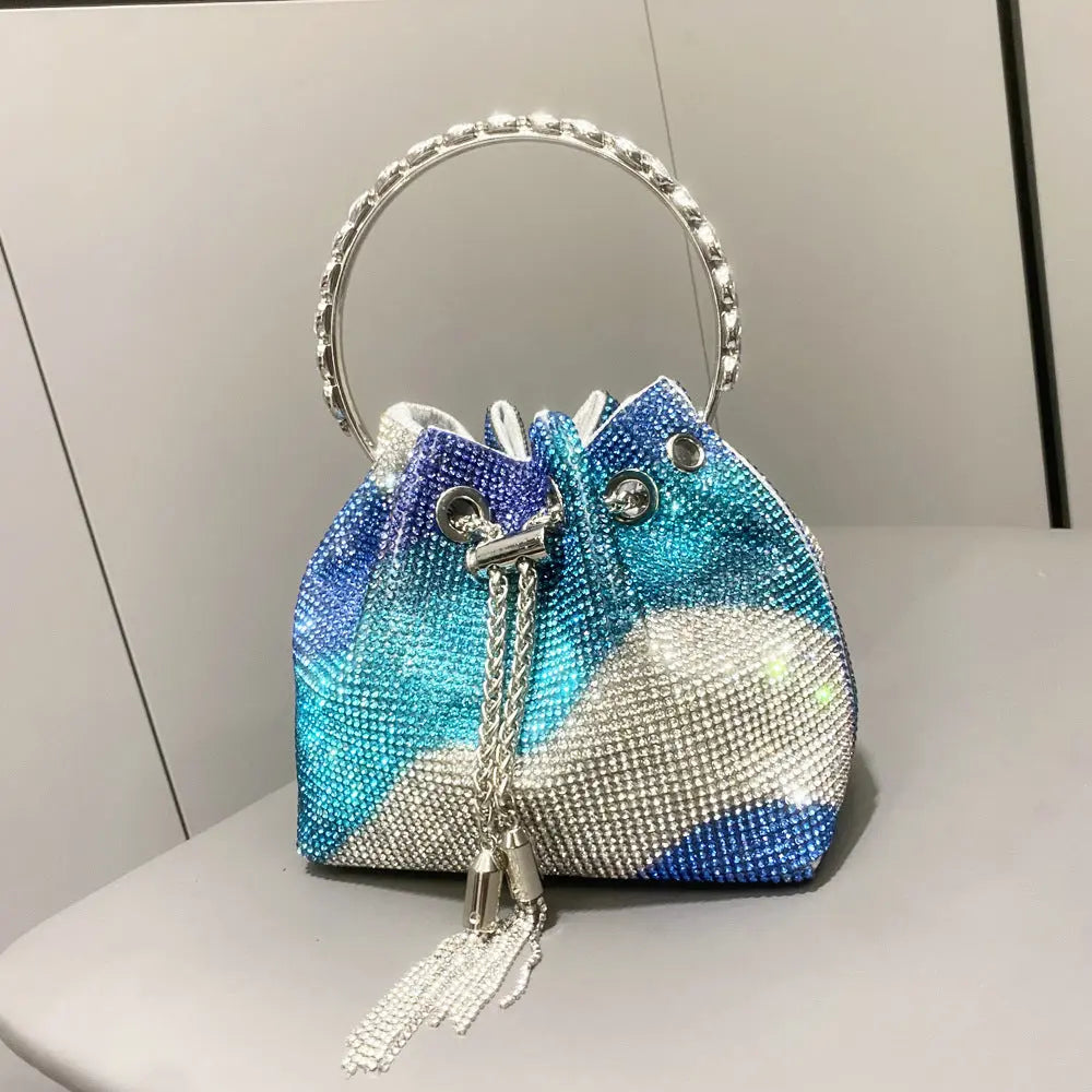 Diamond-embellished Handle Tote Bag With A Single-shouldercrossbody Strap Braceora