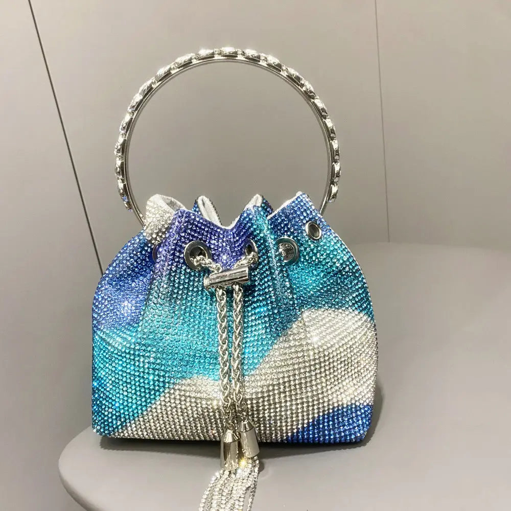 Diamond-embellished Handle Tote Bag With A Single-shouldercrossbody Strap Braceora