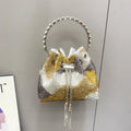 Diamond-embellished Handle Tote Bag With A Single-shouldercrossbody Strap Braceora
