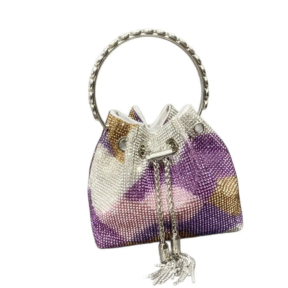 Diamond-embellished Handle Tote Bag With A Single-shouldercrossbody Strap Braceora