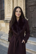 Manteau femme hiver couleur bordeaux élégant