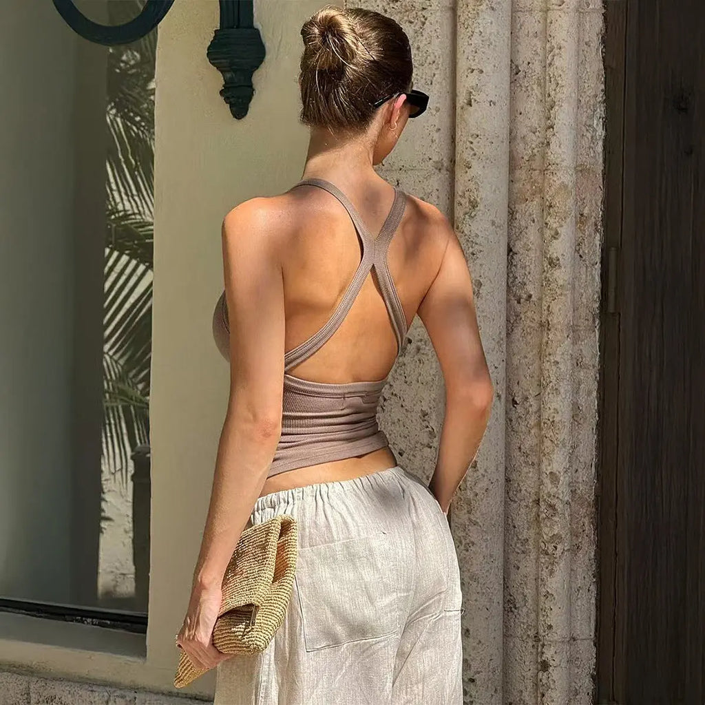 Womens Solid-Color Casual Slim-fit Camisole Braceora