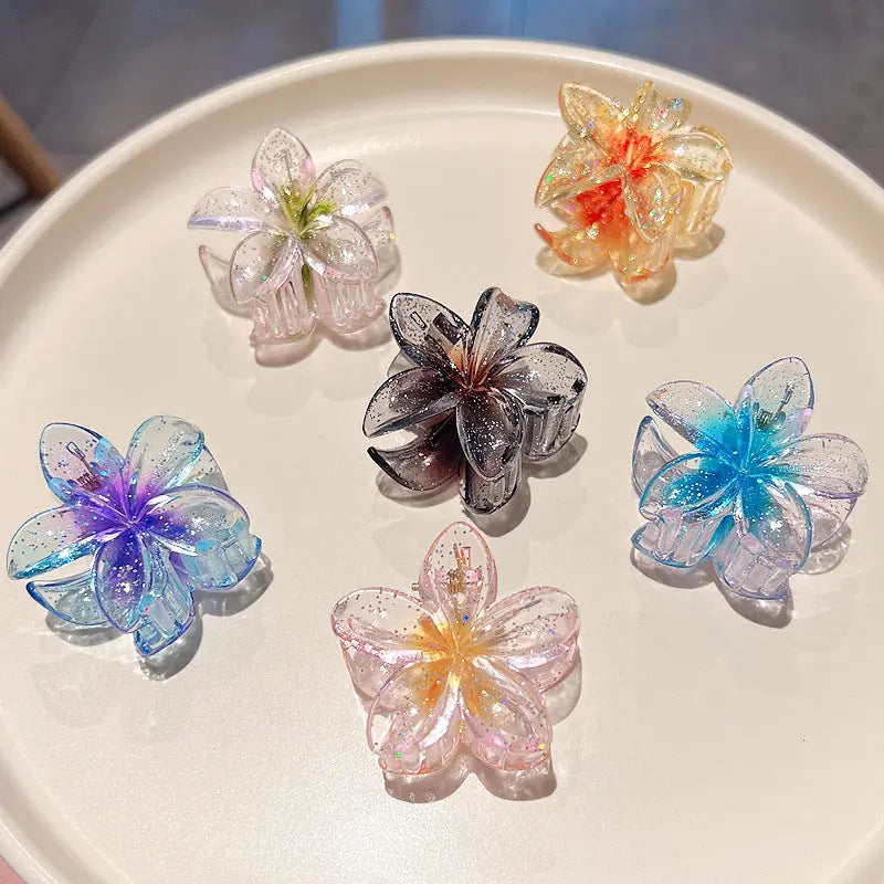 Candy Color Plumeria Rubra Grabber Clip Headdress Braceora