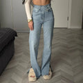 European And American Irregular Waist Design Jeans Casual Braceora