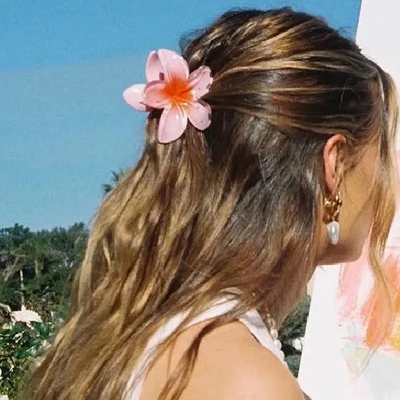 Candy Color Plumeria Rubra Grabber Clip Headdress Braceora
