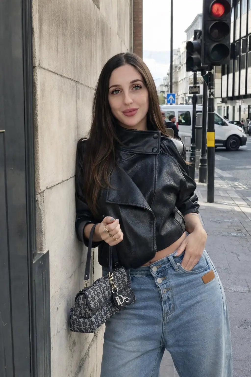 Veste noir similicuir Braceora