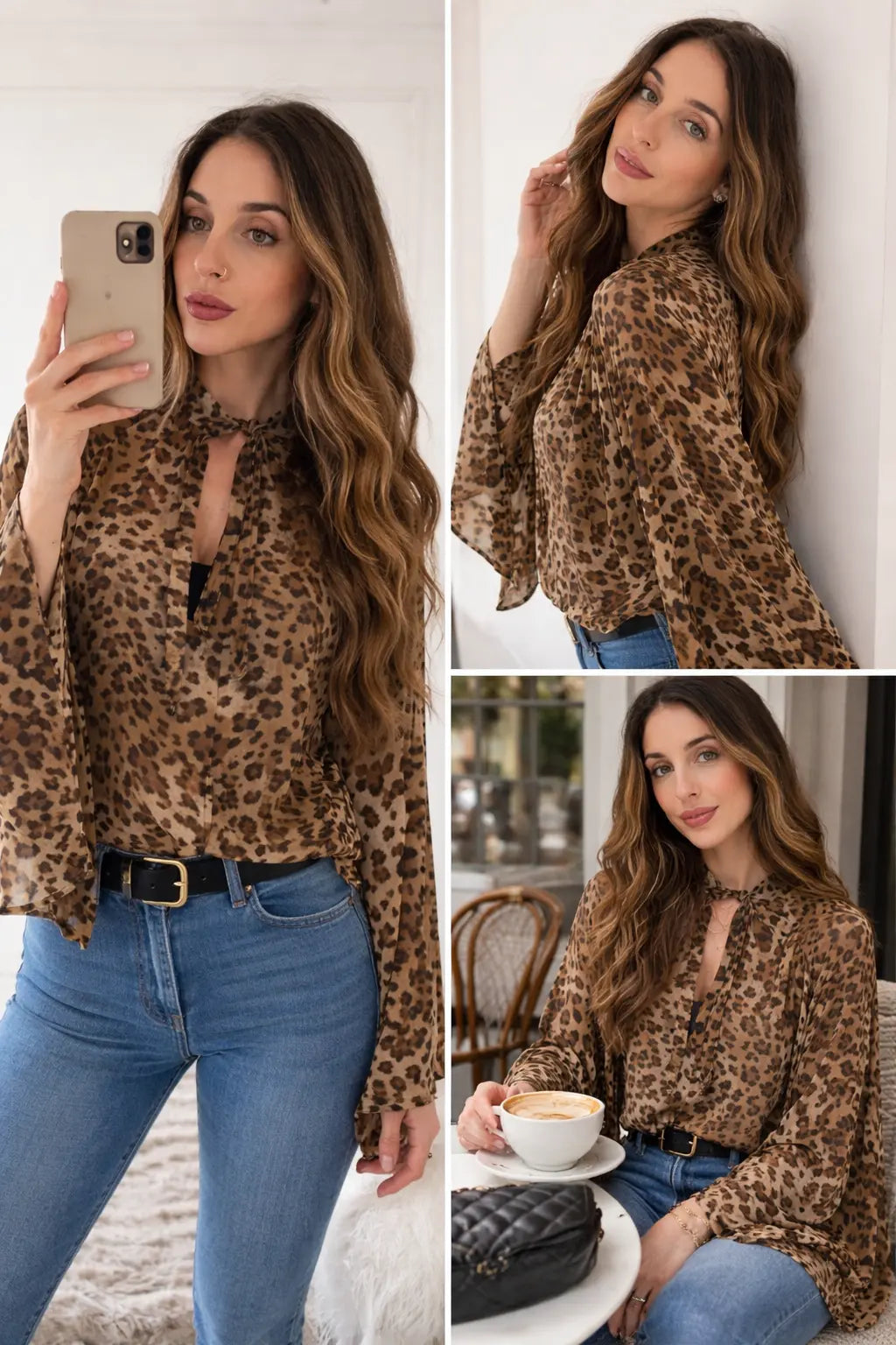 Chemise léopard femme manches évasées – Blouse élégante tendance Braceora