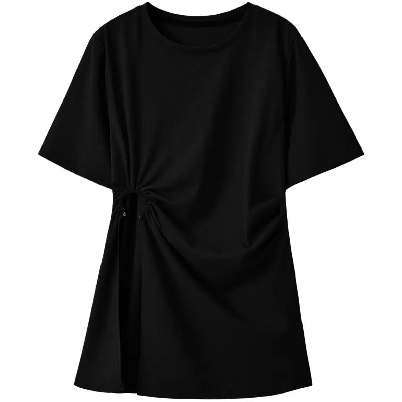 Cotton Irregular Split Short-sleeved T-shirt Women's Summer Braceora