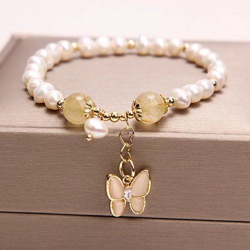 Bracelet élégant femme avec perles roses naturelles