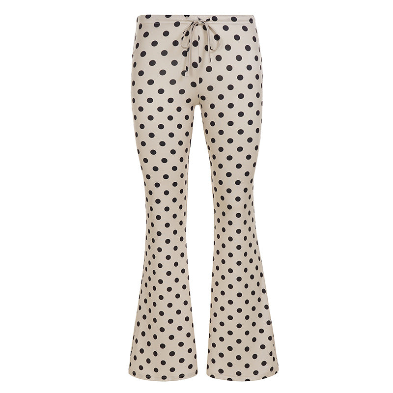 Pantalon Femme Large à Pois – Style Rétro Chic & Confort Décontracté