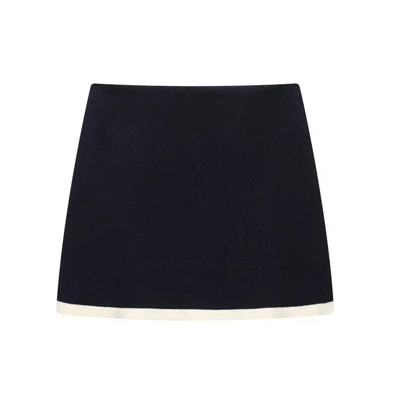 Spring And Summer New Women's Clothing Classic Style Contrast Color Knitwear Coat Knitted Mini Skirt Braceora