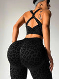 Leopard-Print Seamless Yoga Bra And Peach-Butt Leggings Set Braceora