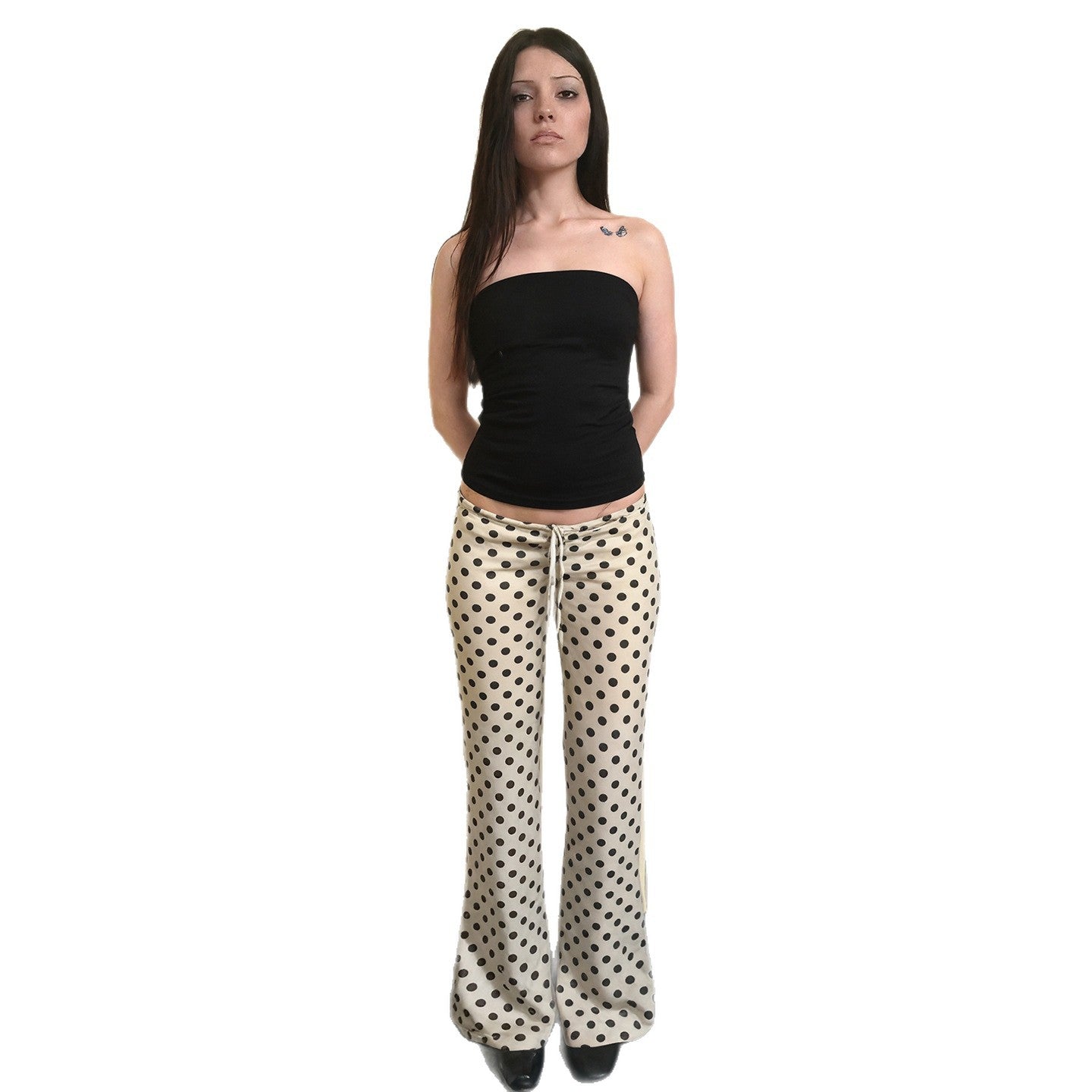 Pantalon Femme Large à Pois – Style Rétro Chic & Confort Décontracté